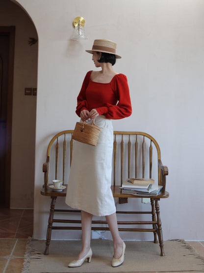 Ivory lady corduroy skirt