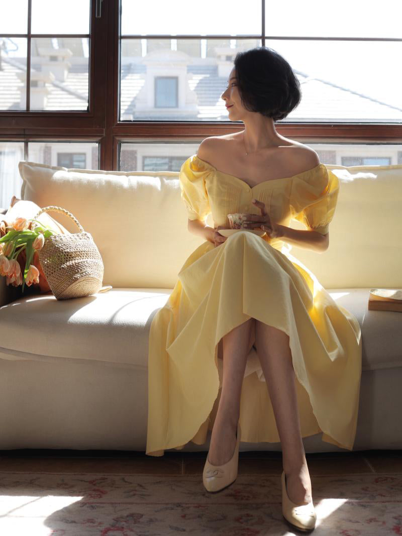 Pale Yellow Lady Hepburn Dress