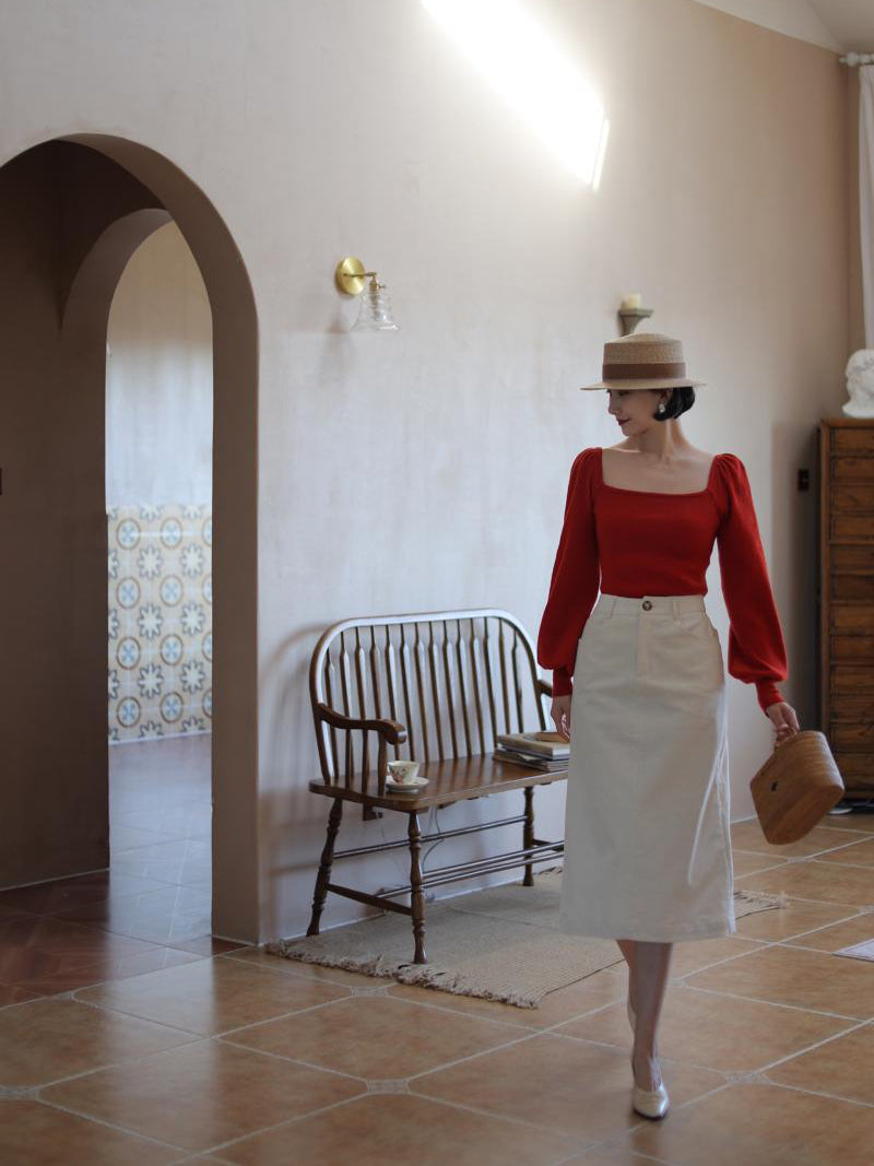 Ivory lady corduroy skirt