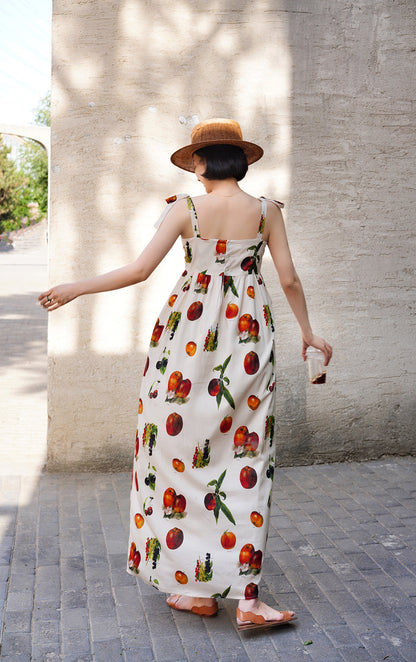 Fruit specimen strap long dress