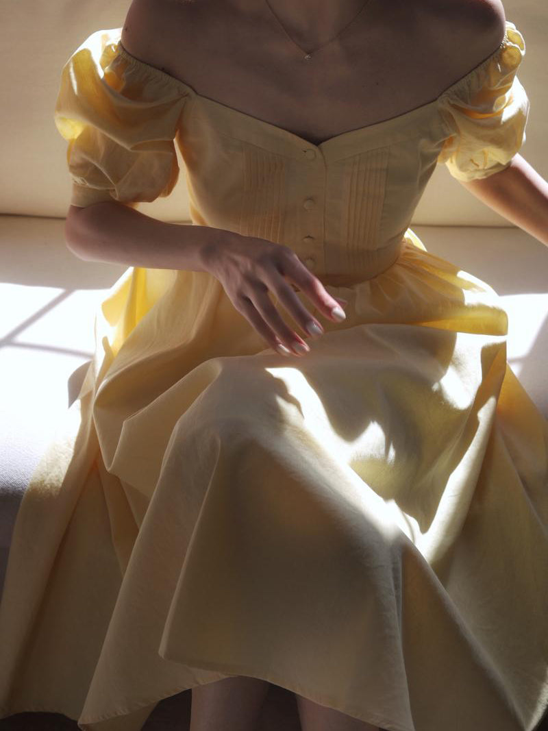 Pale Yellow Lady Hepburn Dress