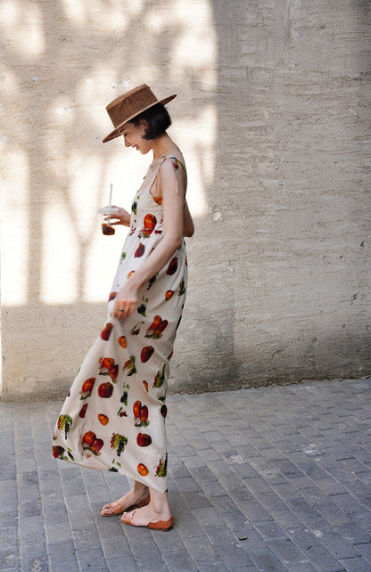 Fruit specimen strap long dress