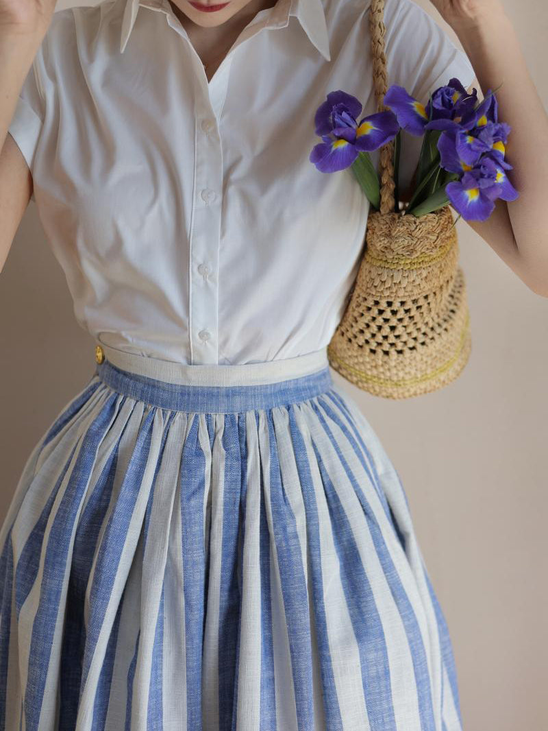 vertical striped hepburn skirt