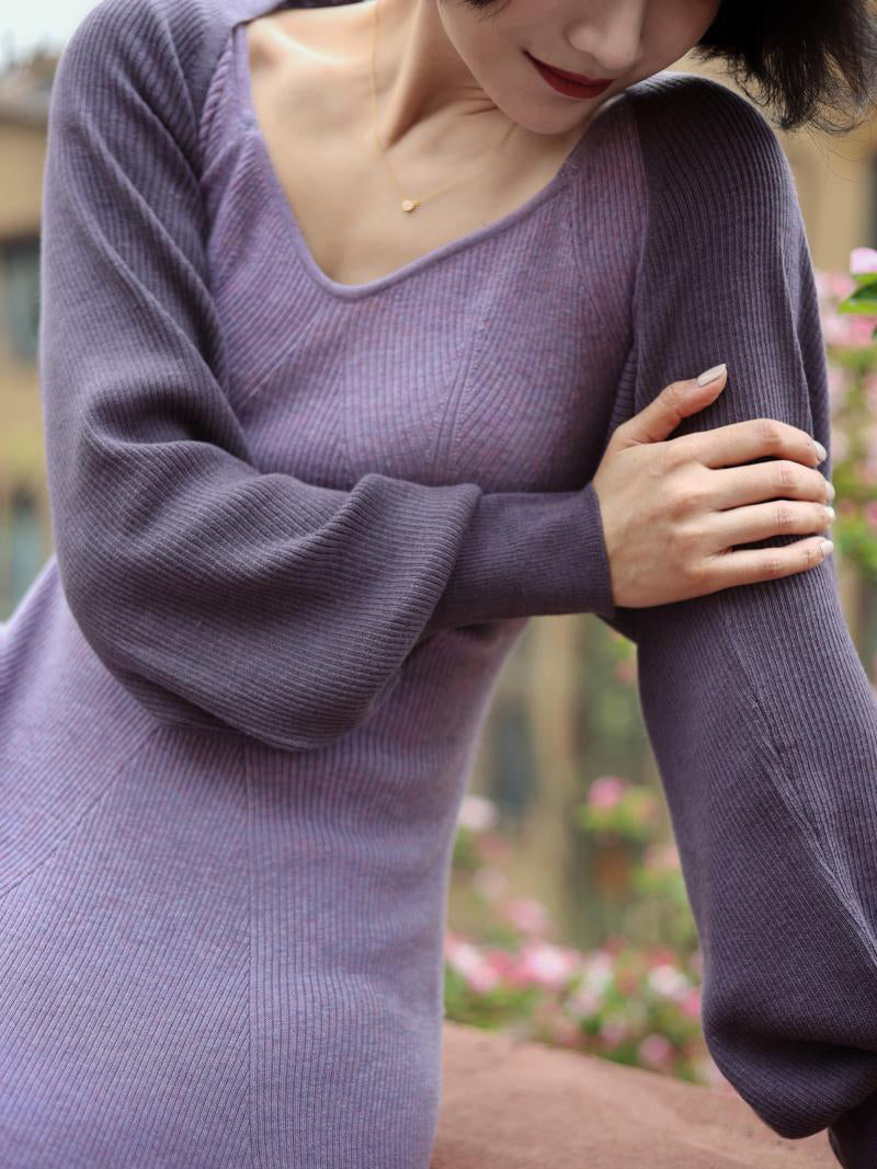 Wisteria lady slim knit dress and knit bolero