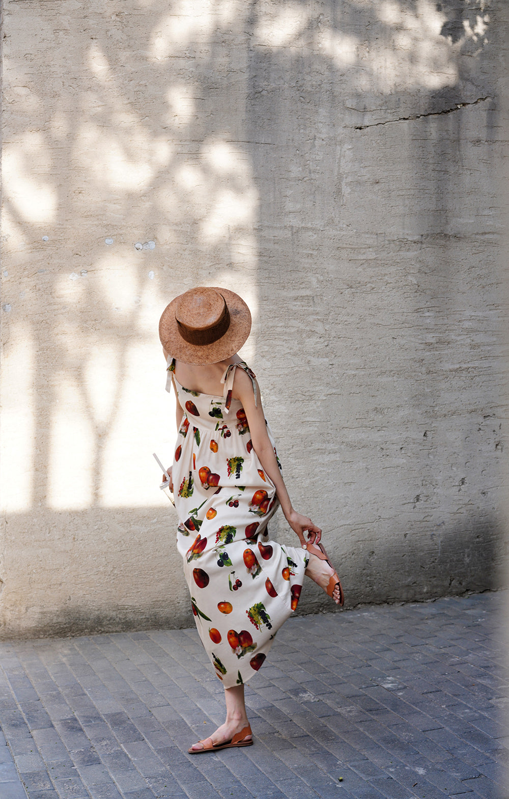 Fruit specimen strap long dress