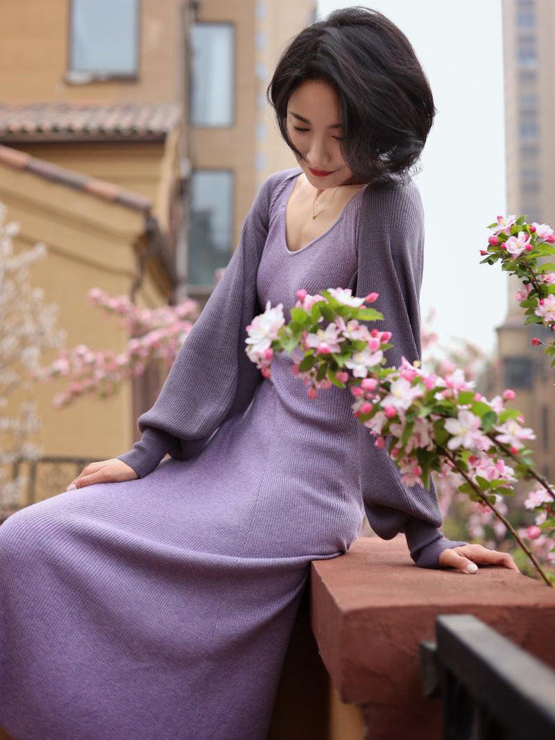 Wisteria lady slim knit dress and knit bolero