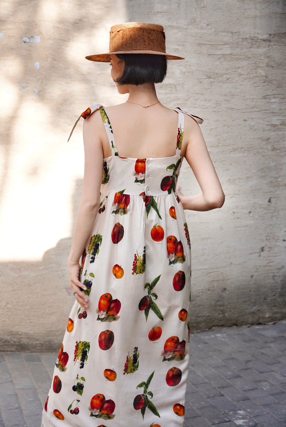 Fruit specimen strap long dress