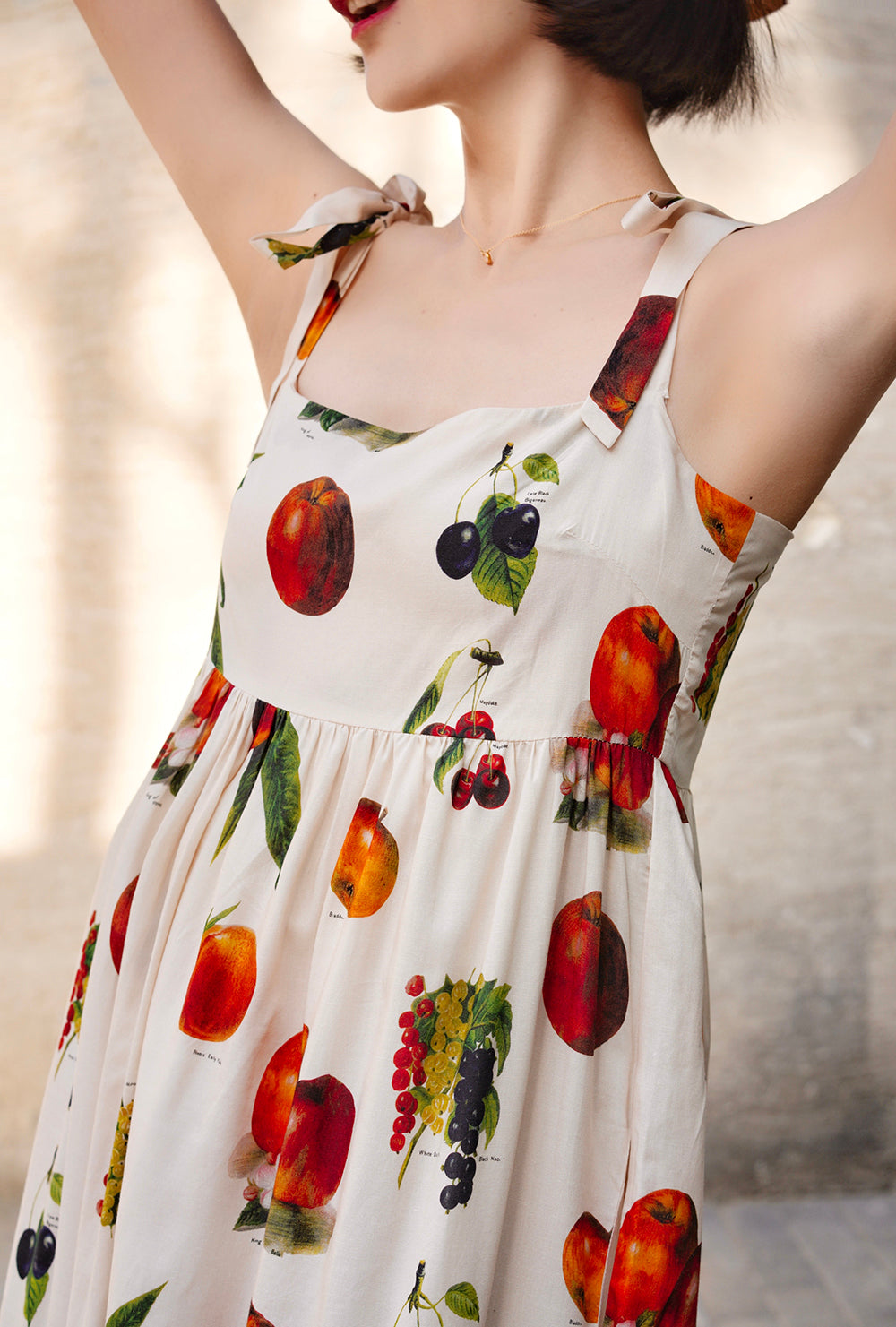 Fruit specimen strap long dress