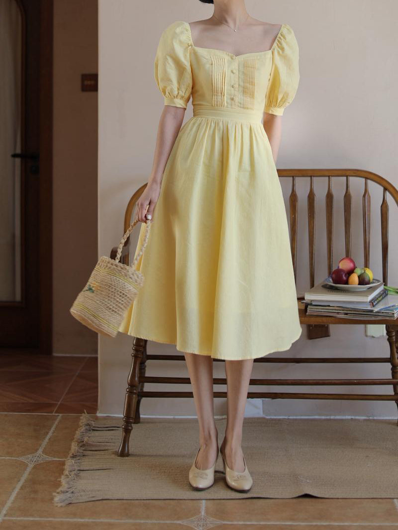 Pale Yellow Lady Hepburn Dress