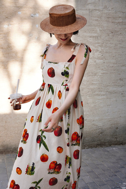 Fruit specimen strap long dress