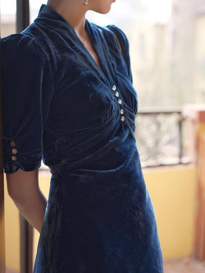 blue lady velvet dress