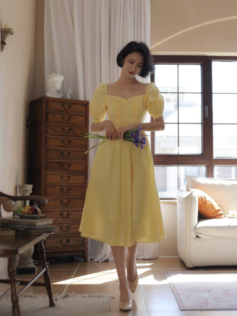 Pale Yellow Lady Hepburn Dress