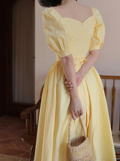 Pale Yellow Lady Hepburn Dress