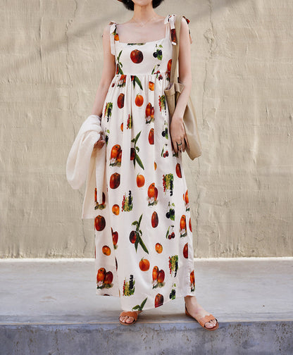 Fruit specimen strap long dress