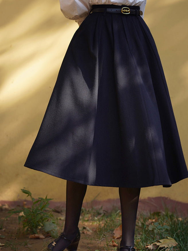 Dark blue lady retro umbrella skirt