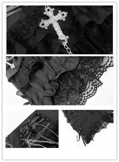 Blood Supply - Gothic Punk Dark-Themed Lolita Black Skirt