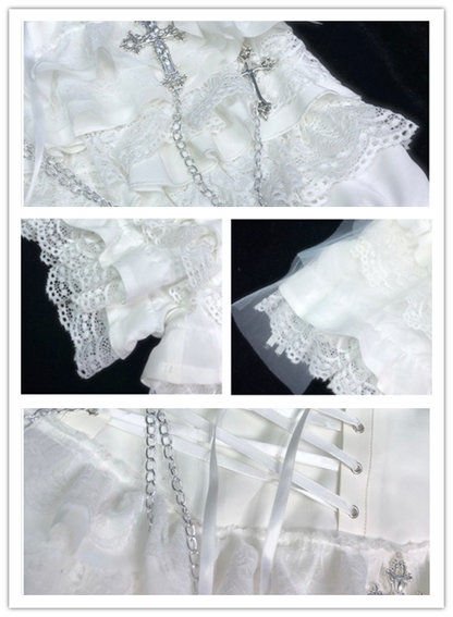 Blood Supply - Gothic Punk Lolita ShortsTiered Lace Pantskirt