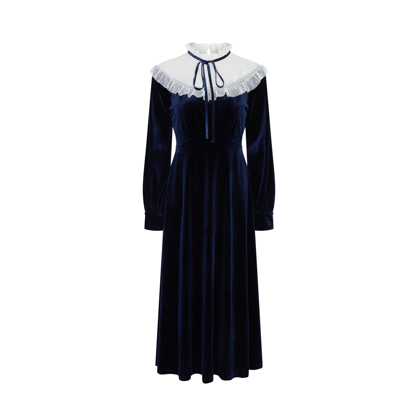 Dark blue lady velvet dress