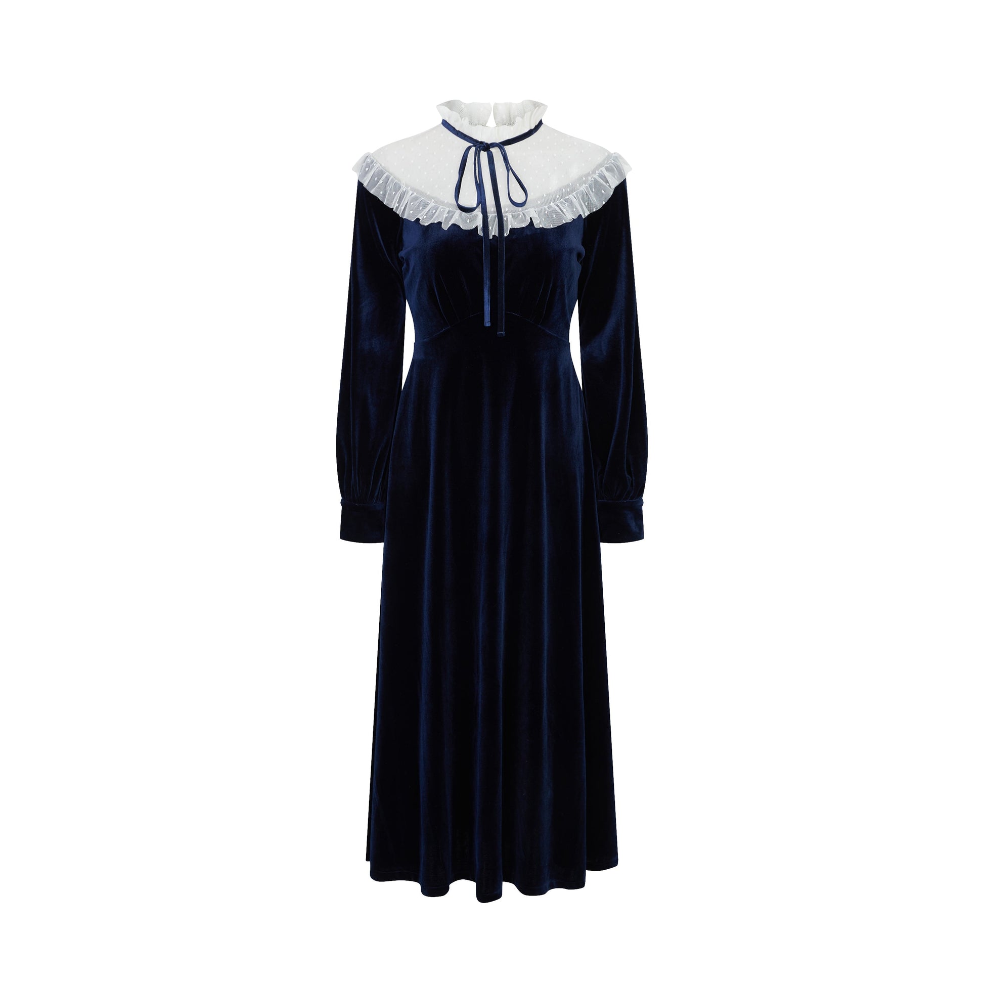 Dark blue lady velvet dress