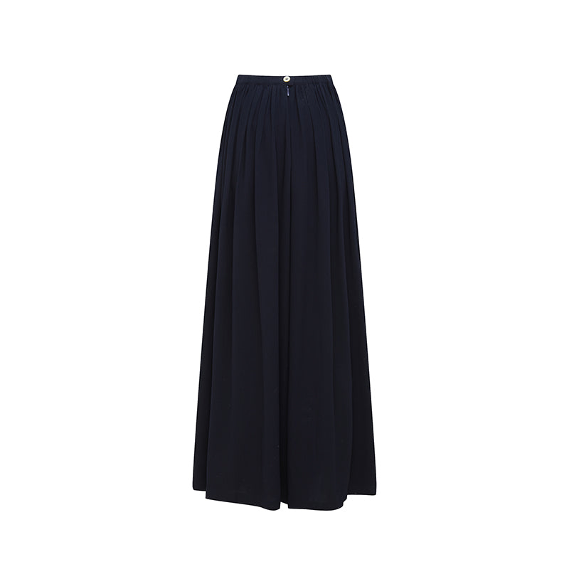 Dark blue ladies wide leg skirt pants