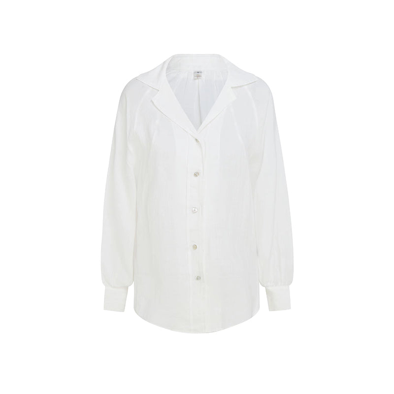 Lady White Linen Blouse