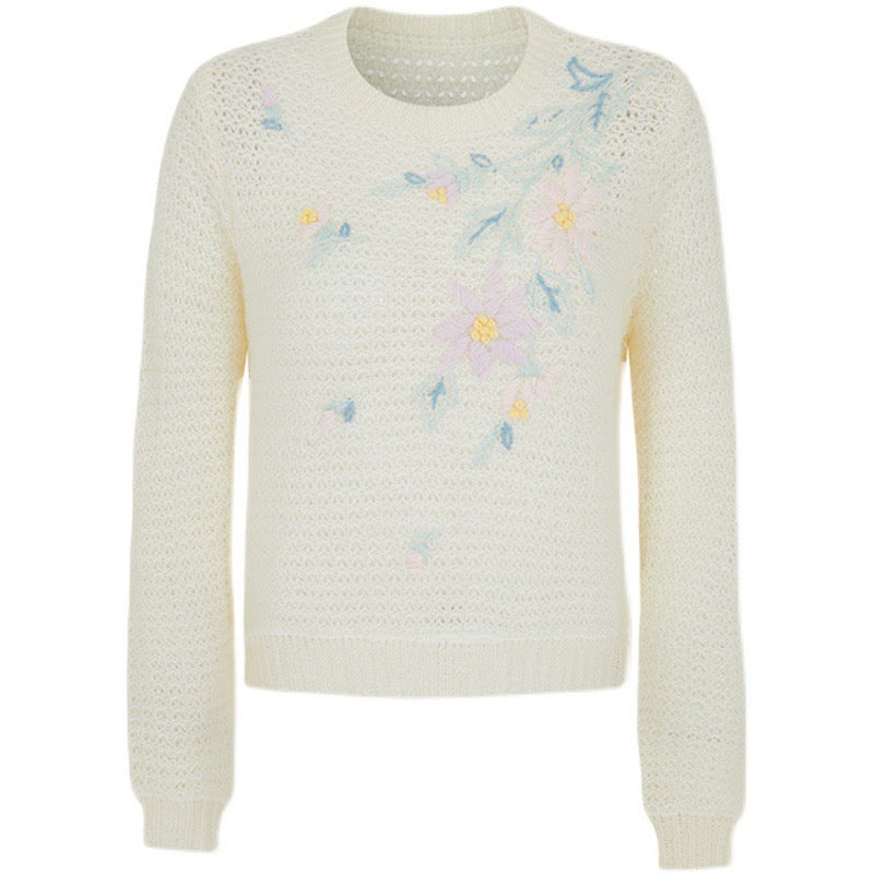 Wildflower embroidery retro knit