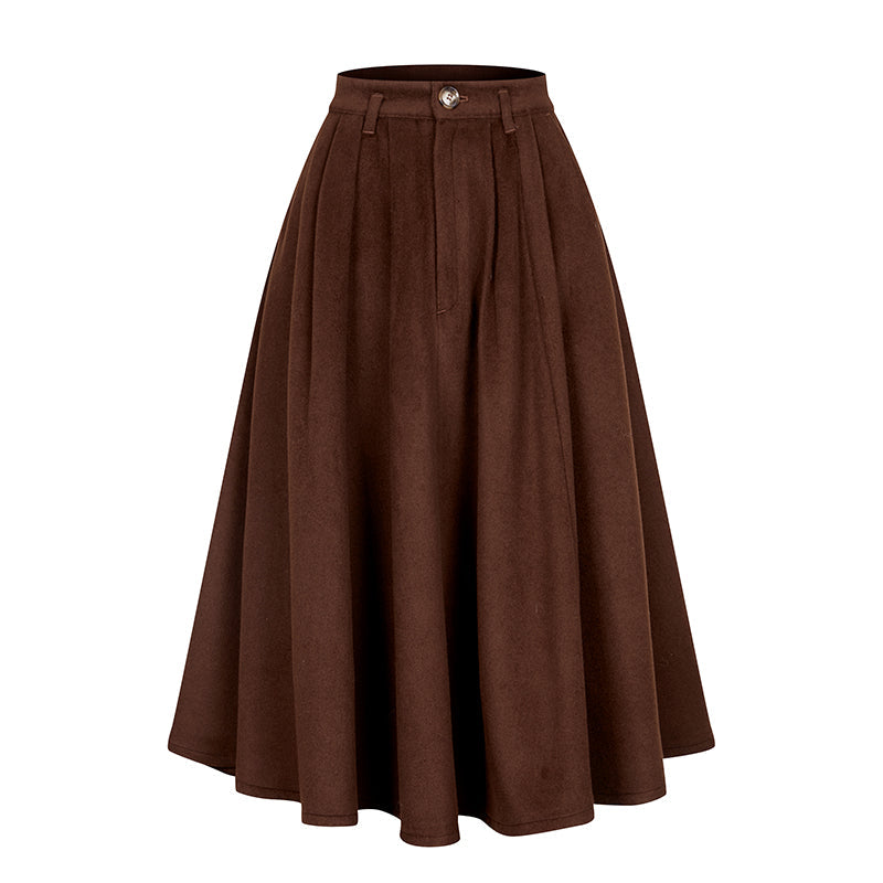 Dark Brown Lady Retro Umbrella Skirt