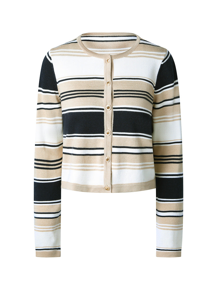 Lady's Striped Knit Cardigan