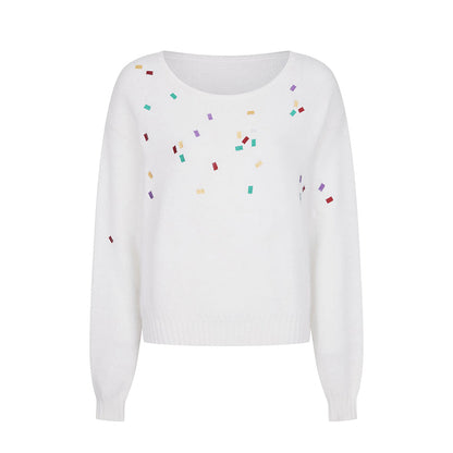 Confetti embroidery knit sweater