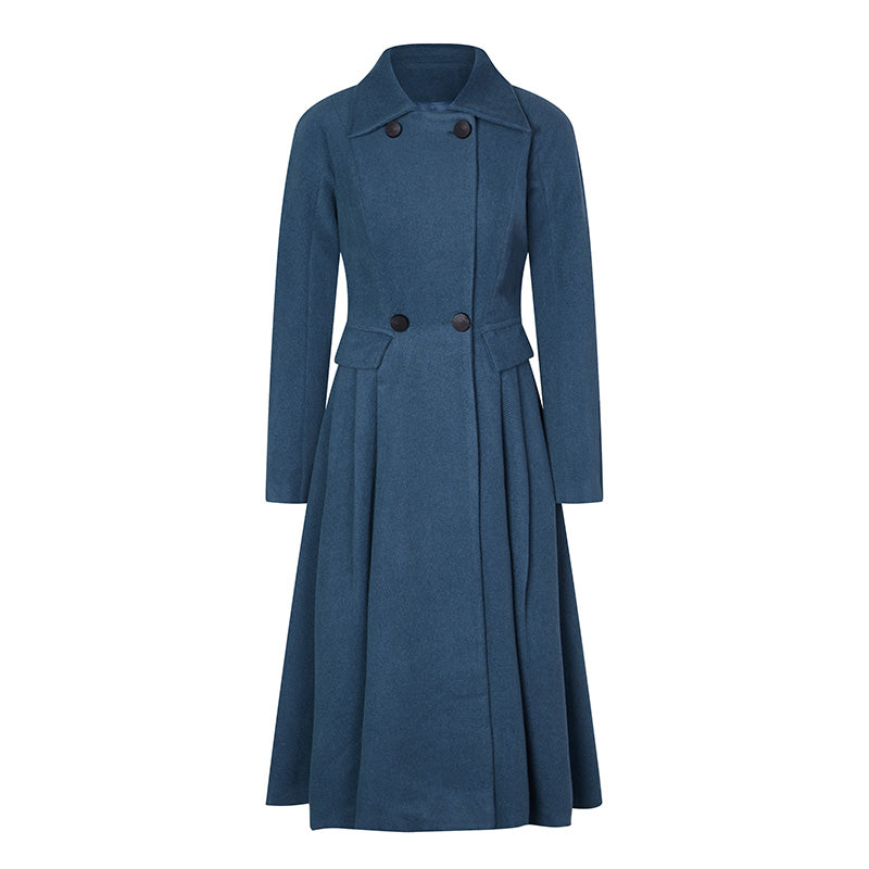 Gray Indigo Lady Classical Wool Coat